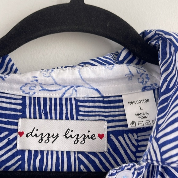 Dizzy Lizzie Palm Desert cotton tiered button up midi maxi shirt dress L - Picture 5 of 7